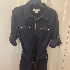 Michael Kors navy blue zipper/belted shirt dress (size XL)